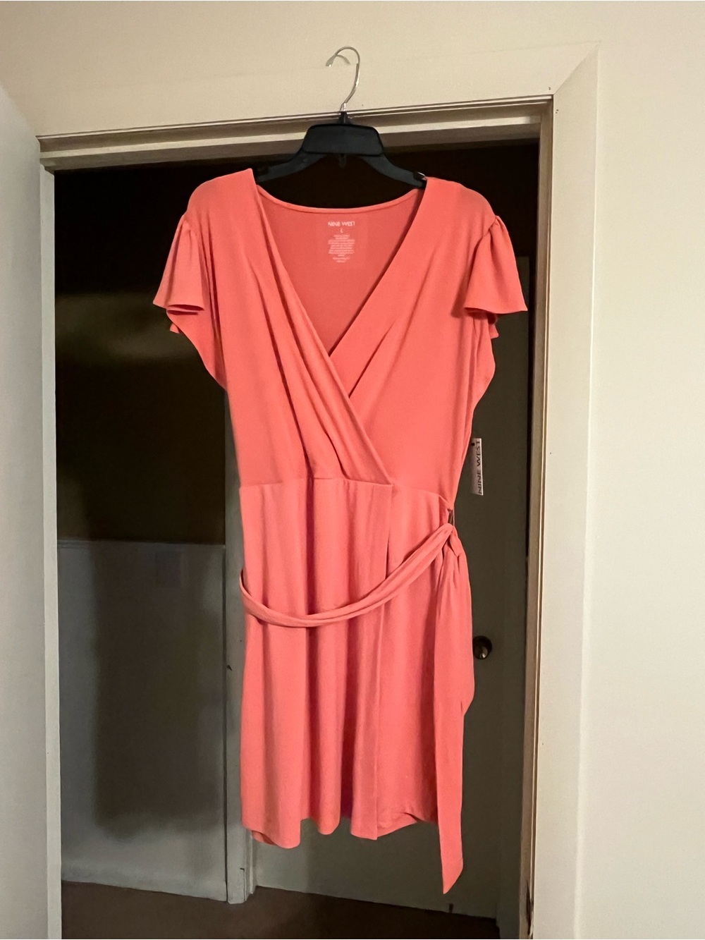 Nine West Coral Wrap Mini Dress